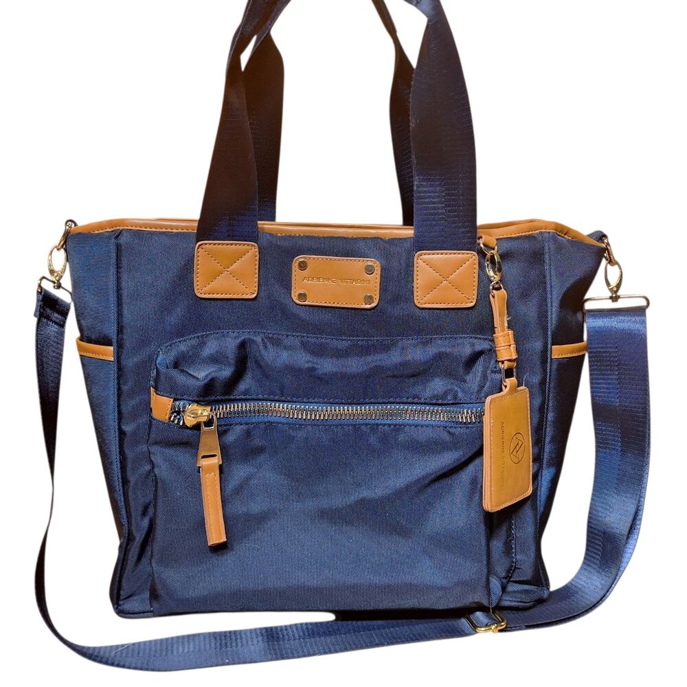 Adrianne Vittadini Navy blue laptop travel tote bag personal item size crossbody